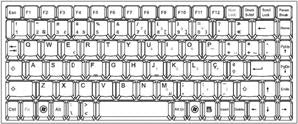 This image is a technical drawing of a compact keyboard, specifically a Perixx PERIBOARD-409 series mini keyboard