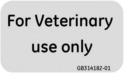 The image displays a label indicating that the product it is attached to is exclusively for veterinary use.