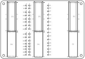 This is a technical diagram of a mounting panel or backplane for electronic modules, likely a component in an industrial control system or computer