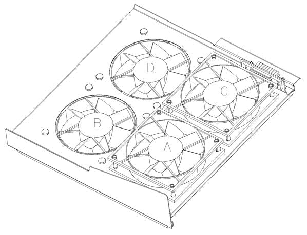 This is a high-capacity fan tray assembly, likely for a network switch or server chassis.