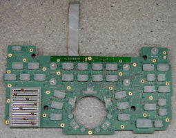 This is a GE Vivid E9 ultrasound control panel printed circuit board (PCB) assembly with membrane