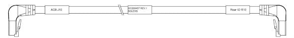 This is a technical drawing of an industrial Ethernet cable assembly with RJ45 connectors on both ends.