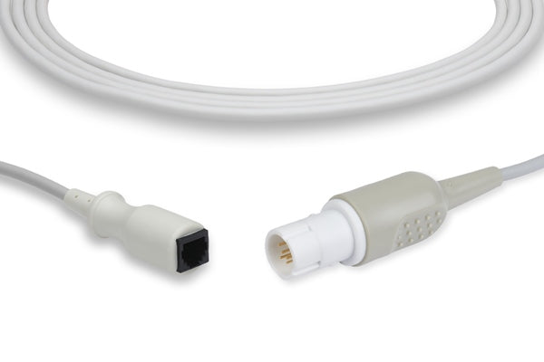 This is an AAMI-compatible Invasive Blood Pressure (IBP) adapter cable, a medical accessory used to connect an IBP transducer to a patient monitor