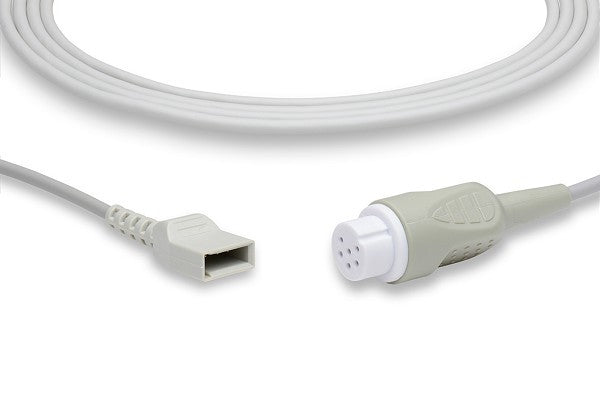 This image shows an Invasive Blood Pressure (IBP) adapter cable, which is a medical accessory used to connect a medical device (monitor) to an IBP transducer