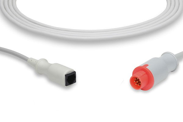 Invasive Blood Pressure (IBP) adapter cable used for connecting patient monitors to pressure transducers