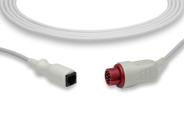Invasive Blood Pressure (IBP) adapter cable used for medical monitoring. It connects an IBP transducer to a patient monitoring system