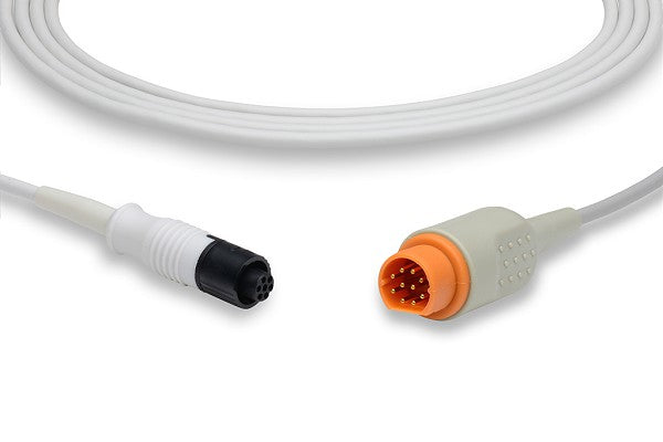 Medical Invasive Blood Pressure (IBP) adapter cable used to connect pressure transducers to patient monitoring systems.
