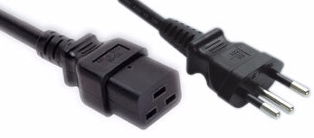 This is an IEC C13 to Type F power cord, commonly used for connecting computers and other equipment to a mains power supply