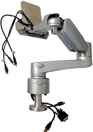This is an articulating monitor arm with integrated USB ports.