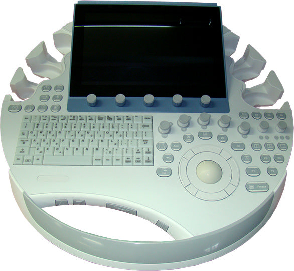 This is a GE Voluson E10 premium ultrasound machine, designed for women's health applications