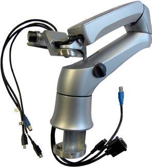 This appears to be a used GE Voluson E-Series BT15-BT18 monitor arm, specifically an Ergotron KTZ304089 / 5957000-90 model
