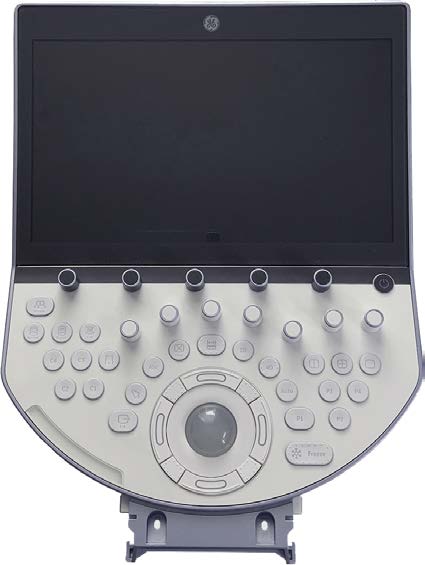 This is the control panel for a GE Voluson E10 ultrasound machine