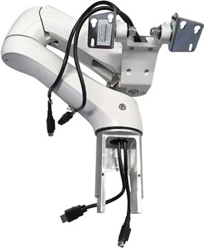 This is a GE Voluson E-series ultrasound transducer holder or articulated arm