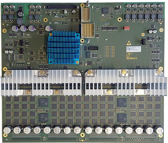 This is a GE Voluson E6/E8 Beamformer/Probe Select Assembly or FrontEnd Acquisition Board