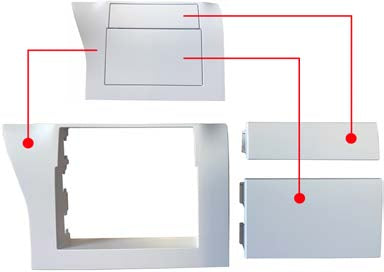 This is a car stereo double DIN installation dash kit, used to fit an aftermarket radio into a vehicle's dashboard