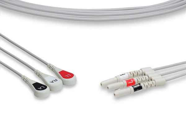 This is a Philips-compatible 3-lead snap ECG leadwire