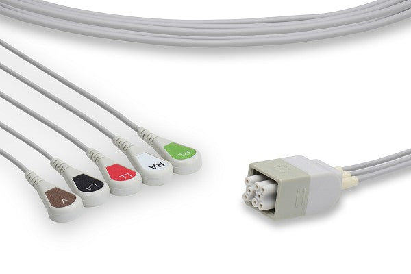 This is a Philips-compatible 5-lead snap ECG leadwire