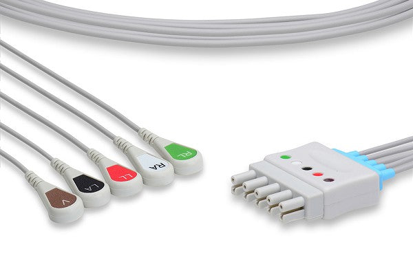 This product is a set of GE Healthcare compatible ECG telemetry 5 leadwires, which are used for patient monitoring in clinical settings.