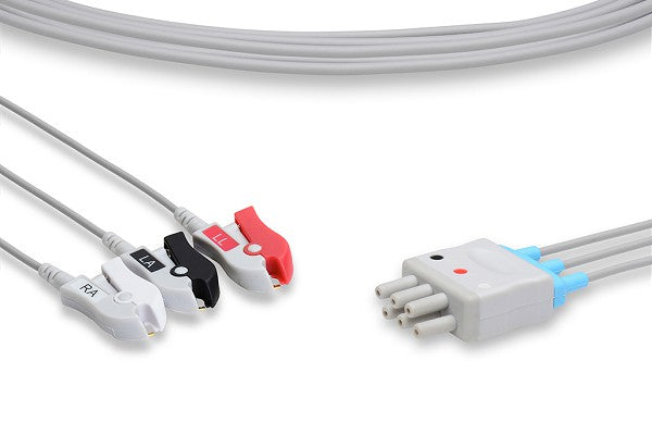 The image displays a 3-lead ECG leadwire set, used for connecting a patient to an electrocardiogram (ECG) monitoring device.