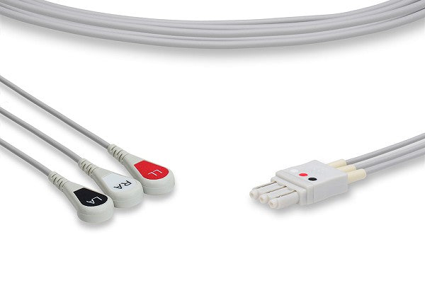 This is a Philips-compatible ECG telemetry leadwire with 3 pinch/grabber leads