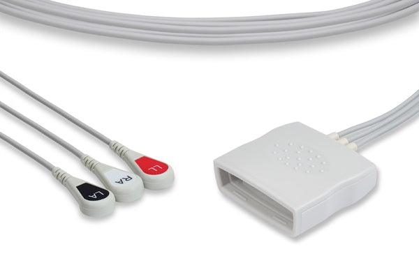 This is a Philips-compatible ECG telemetry leadwire with 3 pinch/grabber leads