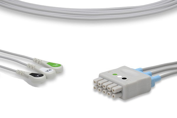 GE Healthcare compatible ECG leadwires. These medical accessories are used for patient monitoring and have the following features: