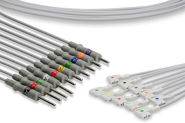 The image displays Electrocardiogram (EKG/ECG) leadwires. These are medical accessories used to connect a patient to an EKG machine for heart monitoring.