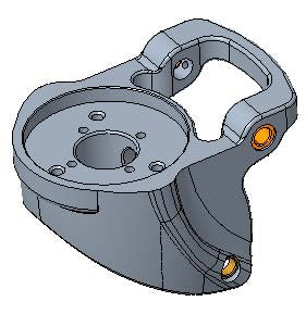 This appears to be a CAD rendering of a mechanical part, likely a steering knuckle or a similar component for a vehicle or machine.