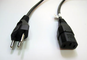 This is a universal AC power cord featuring a CEE 7/7 Schuko plug on one end and an IEC 320 C13 female connector on the other