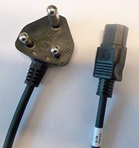 This is a 3-pin AC power cable with an Indian plug and an IEC C13 connector, commonly used for computers, monitors, and printers