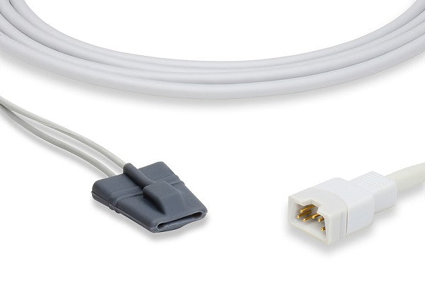 Criticare-compatible SpO2 sensor is a direct-connect, reusable sensor with a gray rubber finger clip