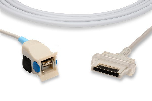 Masimo-compatible direct-connect SpO2 sensor. SpO2 sensors are used in medical settings to measure the oxygen saturation in a patient's blood