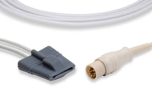 SpO2 sensor, also known as a pulse oximeter sensor, used in medical settings to monitor blood oxygen saturation