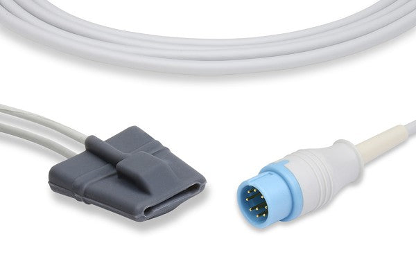 Pulse oximeter sensor, also known as an SpO2 probe, a medical accessory used to monitor a patient's blood oxygen saturation and pulse rate non-invasively