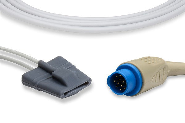 GE Ohmeda OXY-F4-MC adult SpO2 sensor and cable used for pulse oximetry.