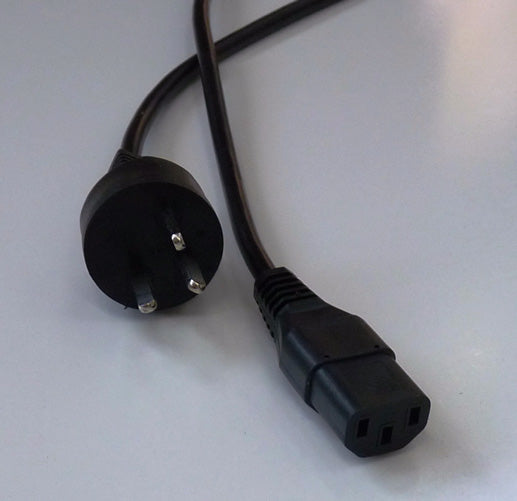This is an Australian/New Zealand 3-pin mains plug to IEC C13 power cord