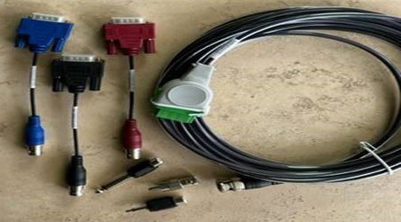 The image displays VGA to BNC breakout cables and adapters used for video signal transmission
