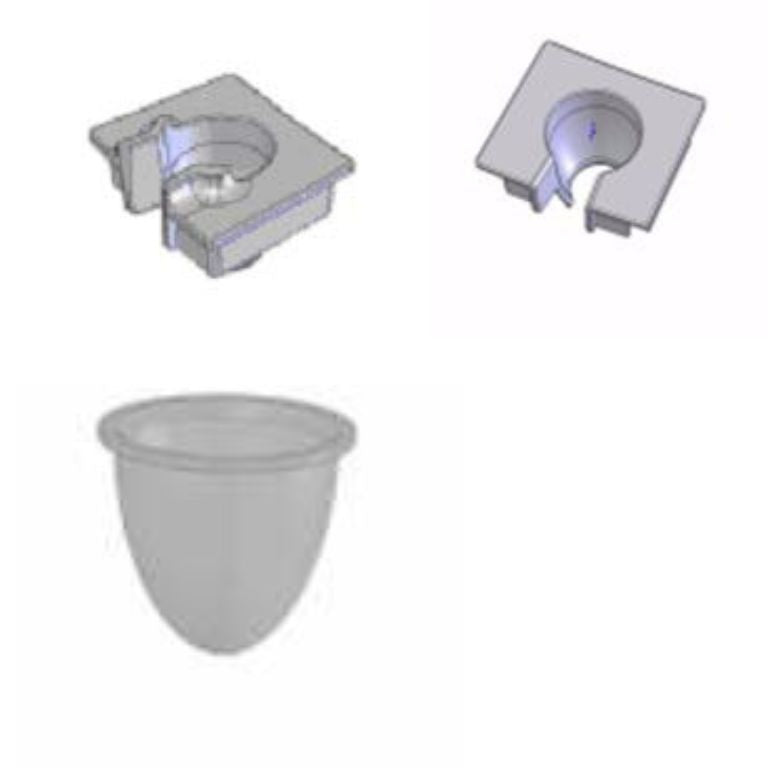 The image displays computer-aided design (CAD) models for a screwdriver holder component and a potential finished product, likely for 3D printing or manufacturing