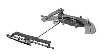 The image displays an automotive window regulator mechanism, likely for a power window system.