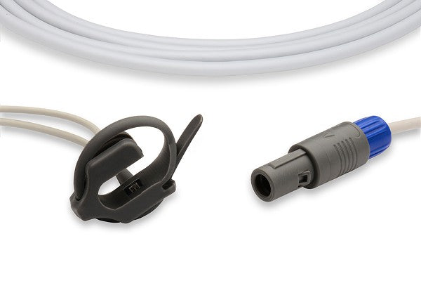 Reusable SpO\u2082 sensor or probe used with patient monitors to measure blood oxygen saturation