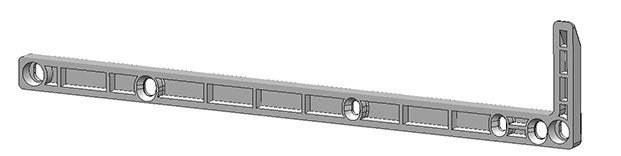 This appears to be a bottom guide or cover cap for a sliding door or similar mechanism, based on a technical drawing.