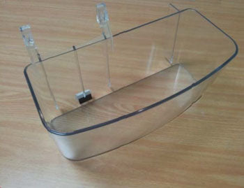 This is a clear acrylic refrigerator door bin replacement part