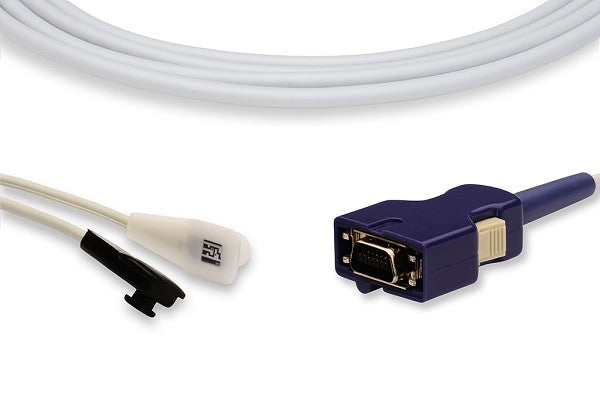 Nellcor-compatible direct-connect SpO2 sensor with a finger clip.