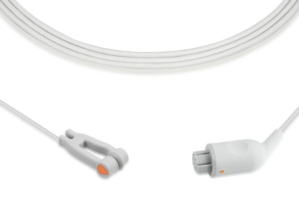 Masimo SpO\u2082 sensor and cable used for pulse oximetry.