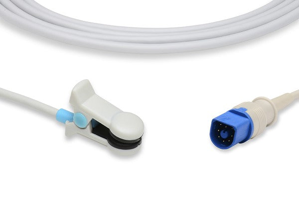 Philips reusable adult clip pulse oximeter (SpO₂) sensor used to measure arterial oxygen saturation, suitable for adults and children over 40 kg, with 8-pin monitor connector.