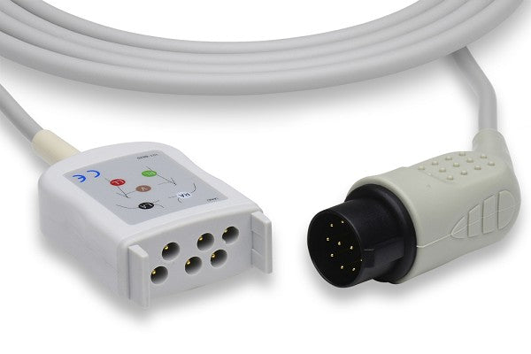 Nihon Kohden compatible 3-lead ECG trunk cable
