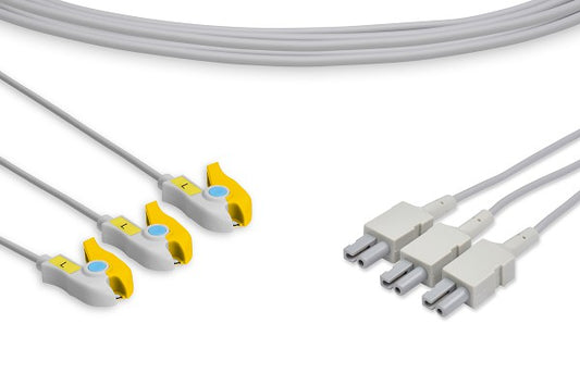 3 Leads Pinch/Grabber, 35", Yellow - Philips Compatible ECG Leadwire