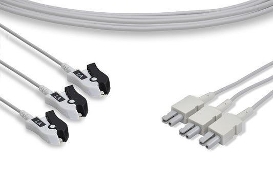 3 Leads Pinch/Grabber, 35", Black - Philips Compatible ECG Leadwire