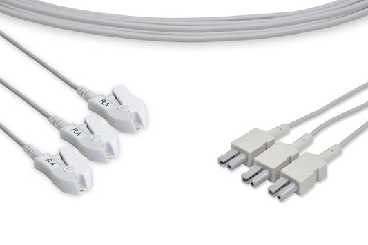 3 Leads Pinch/Grabber, 35", White - Philips Compatible ECG Leadwire