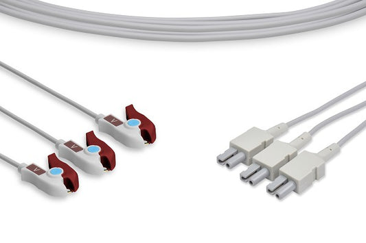 3 Leads Pinch/Grabber, 35", Brown - Philips Compatible ECG Leadwire